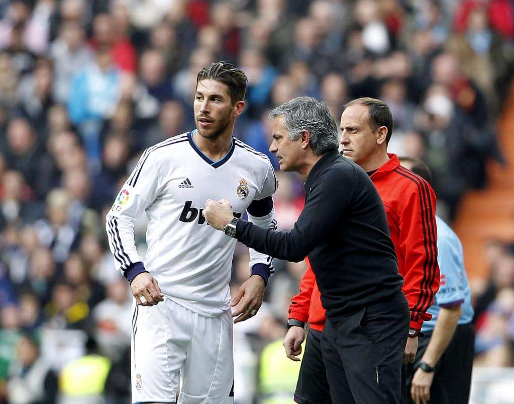 Ramos y Mourinho, en un partido de 2013.