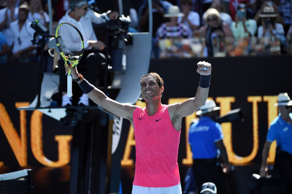 Nadal celebra haber ganado en el Abierto de Australia